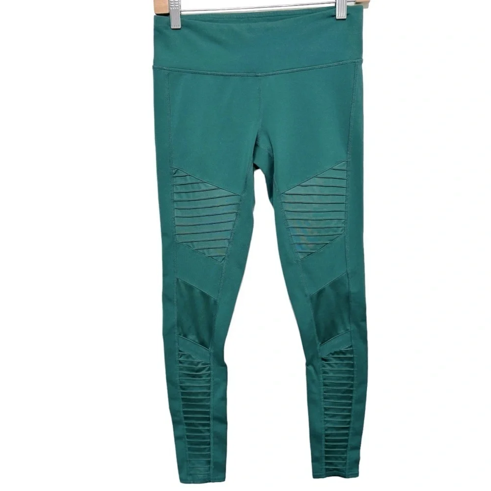 Alo Yoga Moto‎ Legging Forest Green Full Length Tights Size S